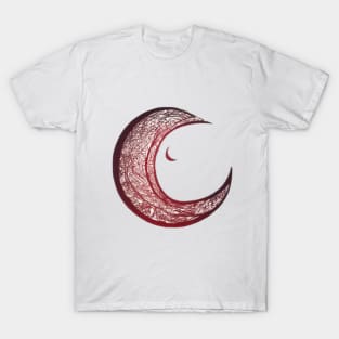 Crescent Moon Ruby Red Shadow Silhouette Anime Style Collection No. 318 T-Shirt